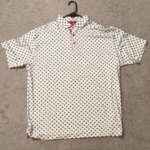 Horn Legend Classic White and Red Patterned Polo Shirt